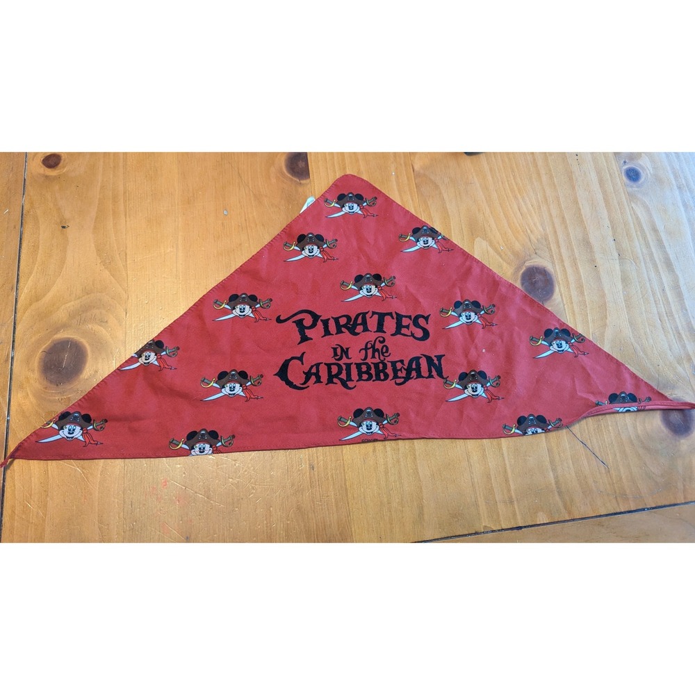 Disney Pirates of the Caribbean Mickey‎ Mouse Red Triangle Bandana Kerchief